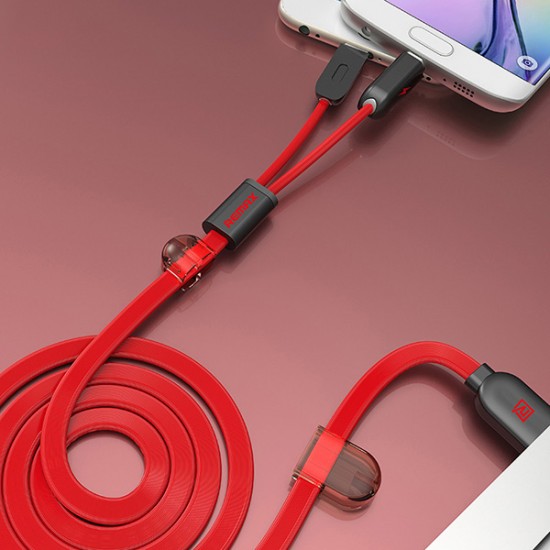 2 in 1 Lightning Micro USB Cable Charger Magnetic Cable for iPhone Samsung Red