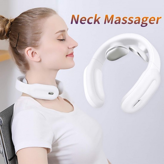 Smart Wireless Neck Massager Heating Massage Relax Pain Relief Neck-White