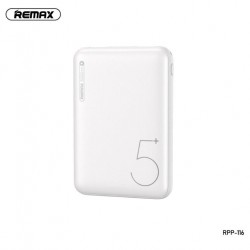 Remax Tiny Slim Mobile Power Bank 5000mAh dual USB charging-White