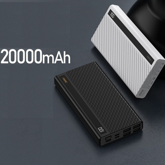 Remax Fast Charging 4 USB Power Bank 20000mAh Large Capacity for Travling Black