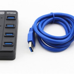 Multi USB 3.0 Hub 4 Port High Speed Slim Compact Expansion Smart Splitter ON/Off