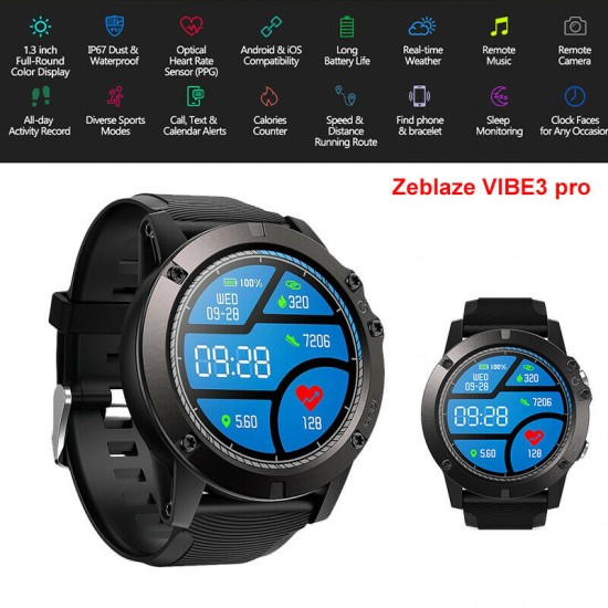 Smart Watch 1.3" Touch Display BT-4.0 Sports Heart Rate Monitor for Android iOS