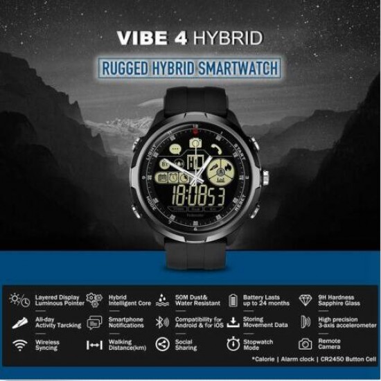 Water Resistant  VIBE4 HYBRID Smartwatch Heart Rate Monitor Sapphire Glass